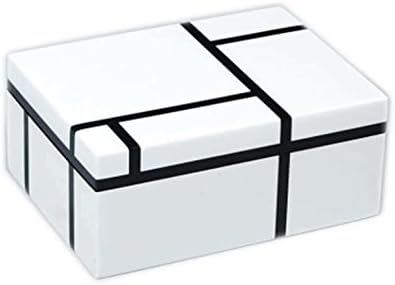 Pacific Connections Hand Crafted Lacquered Wood Box Certified Piet Mondrian Design Neutral Colors Medium Desk Box (8