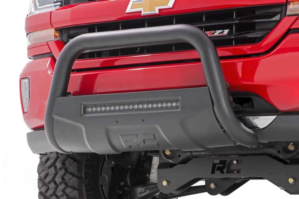 Rough Country - B-C4991 - Black Bull Bar w/ Integrated Black Series 20-inch LED Light Bar for Chevrolet: 99-06 Silverado 1500 4w