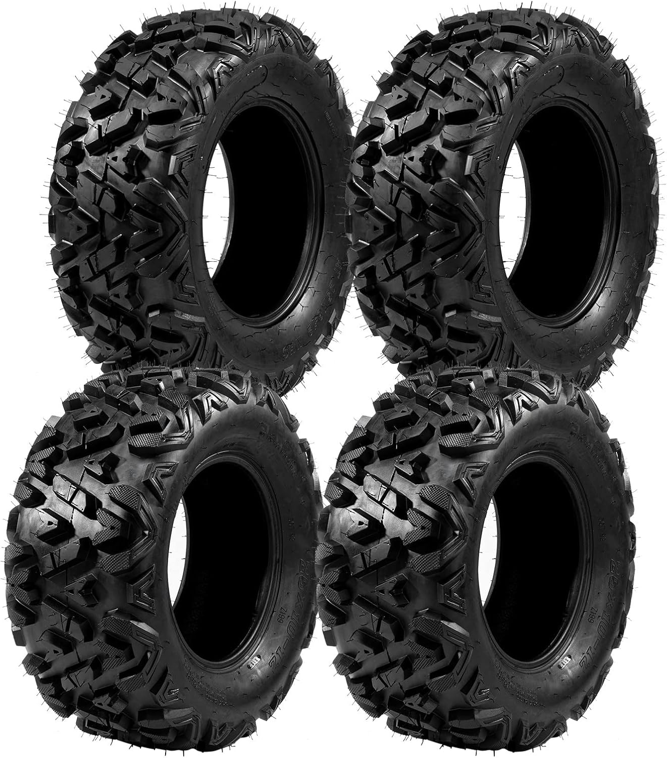 MOTOOS Set of 4 All Terrain ATV UTV Tires 25x8-12 Front & 25x10-12 Rear Sport Race Mud Kart Tires Tubeless 6 PR