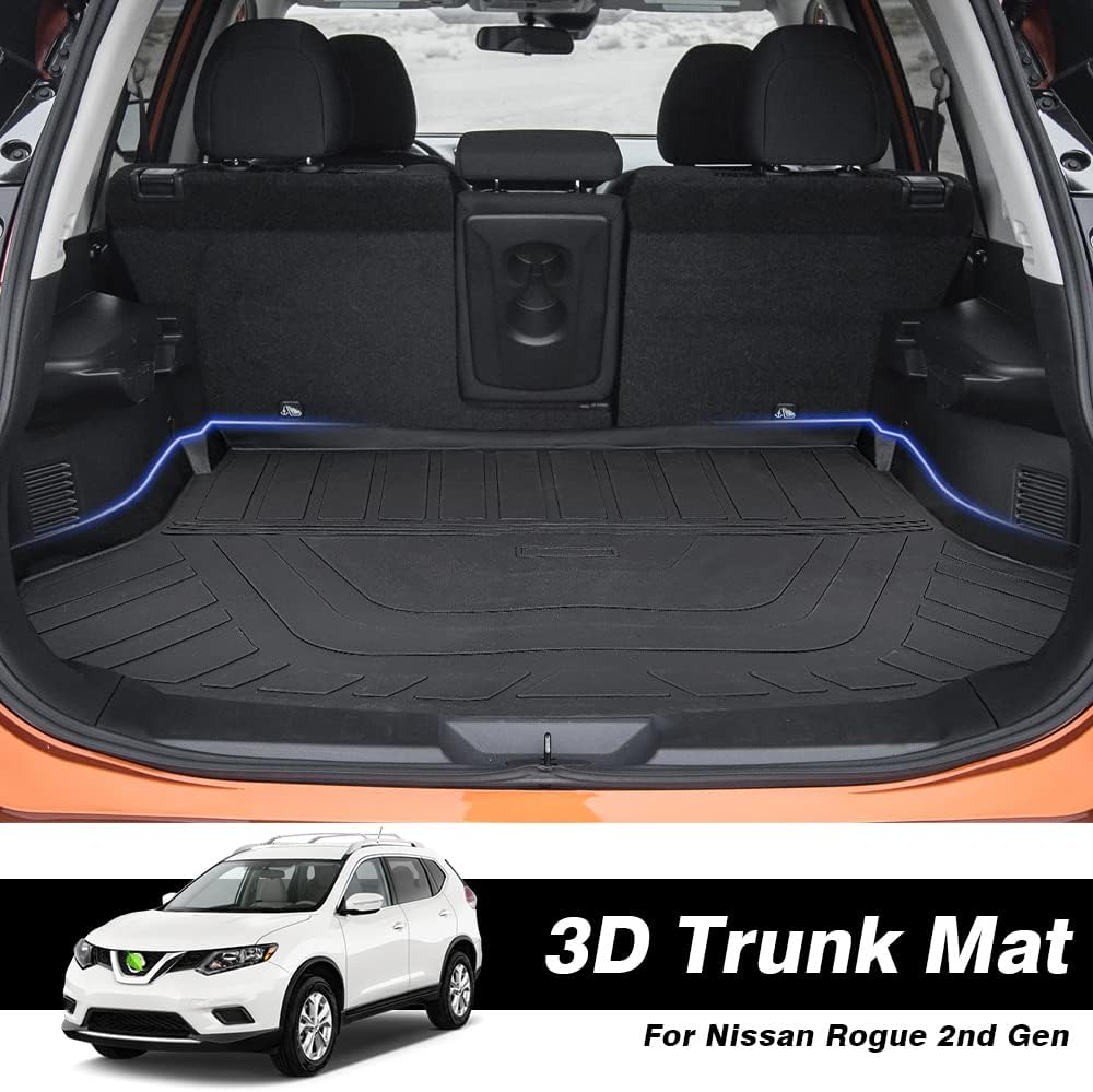 T TGBROS Custom Fit for Car Cargo Mat Nissan Rogue 2014 2015 2016 2017 2018 2019 All Weather Cargo Liner Rear Trunk Liner Non-Slip TPO Black