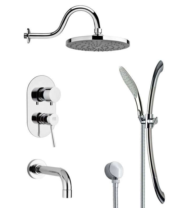 Nameeks TSR9082 Remer Shower Tub and Shower Trim Package with Single - Chrome