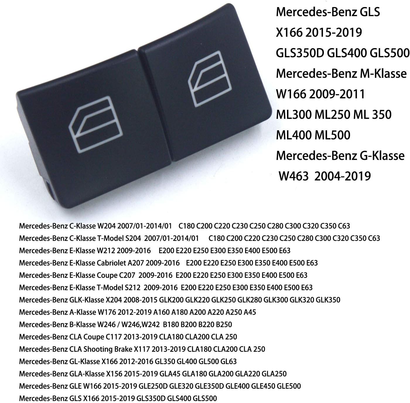 Power Window Control Switch Button Compatible with Benz W246 W242 W212 A207 C207 S212 E200 E250 E300 E350 B220 B180 B250 (4PCS) Pack of 2