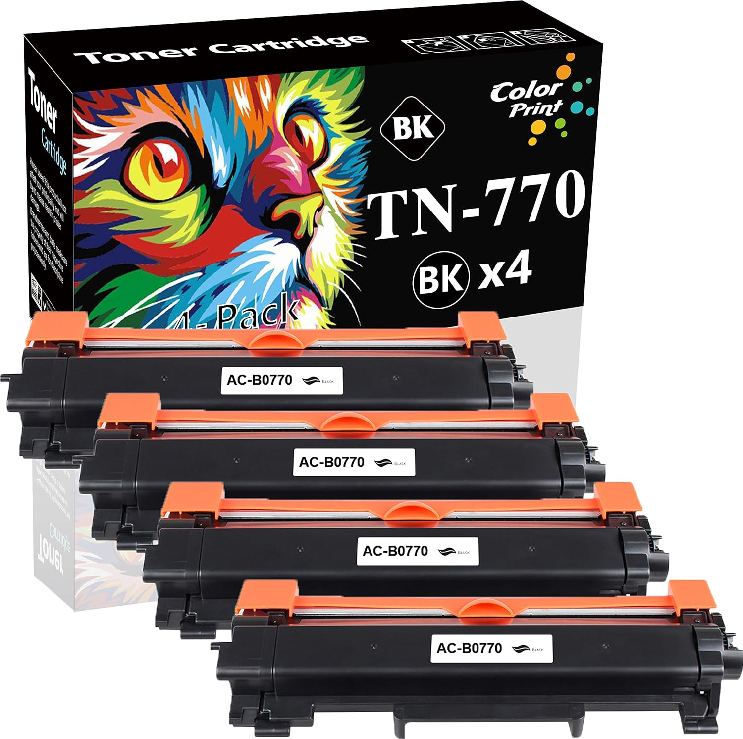 (4-Pack, High Yield, Black) ColorPrint Compatible TN770 Toner Cartridge Replacement for Brother TN-770 TN 770 TN760 TN730 Work with HL-L2370DW HL-L2370DWXL MFC-L2750DW MFC-L2750DWXL Printer Pack of 2