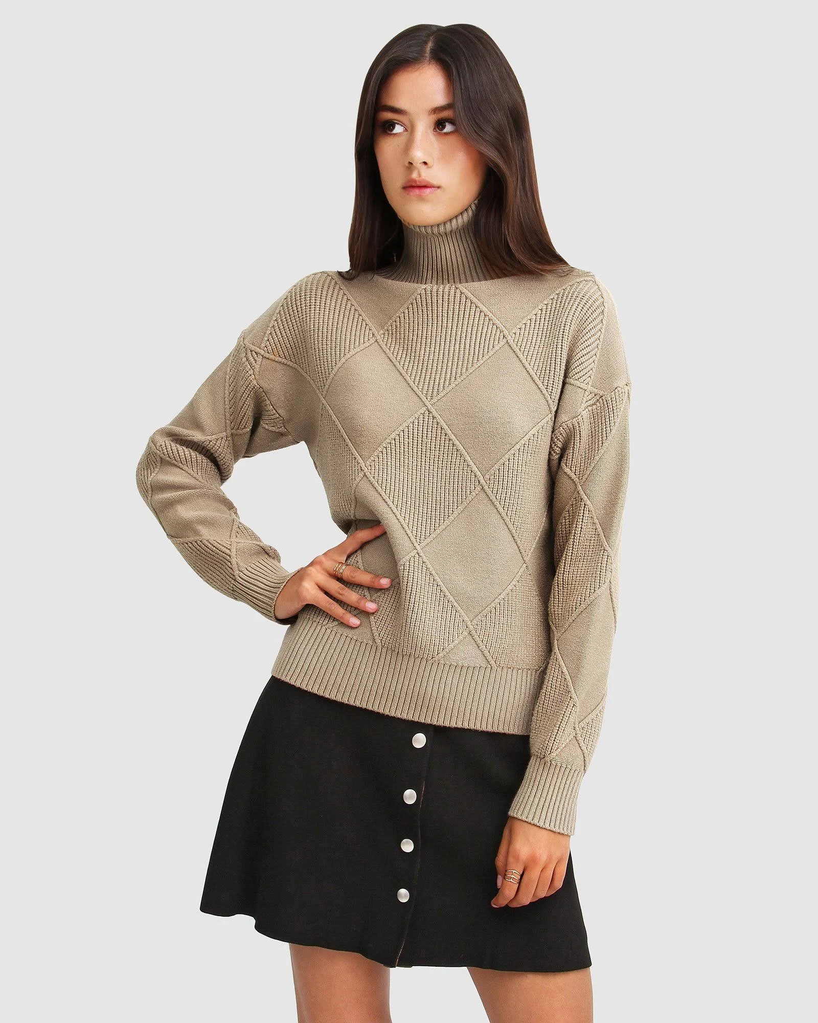 The Academy Turtleneck Jumper - Oat - L