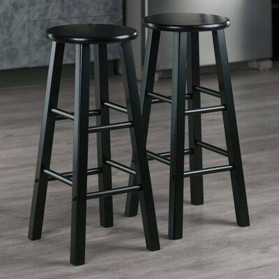 Maryanne Solid Wood Bar Stool Laurel Foundry Modern Farmhouse Seat Height: Bar Stool (28.98x22 Seat Height), Color: Black