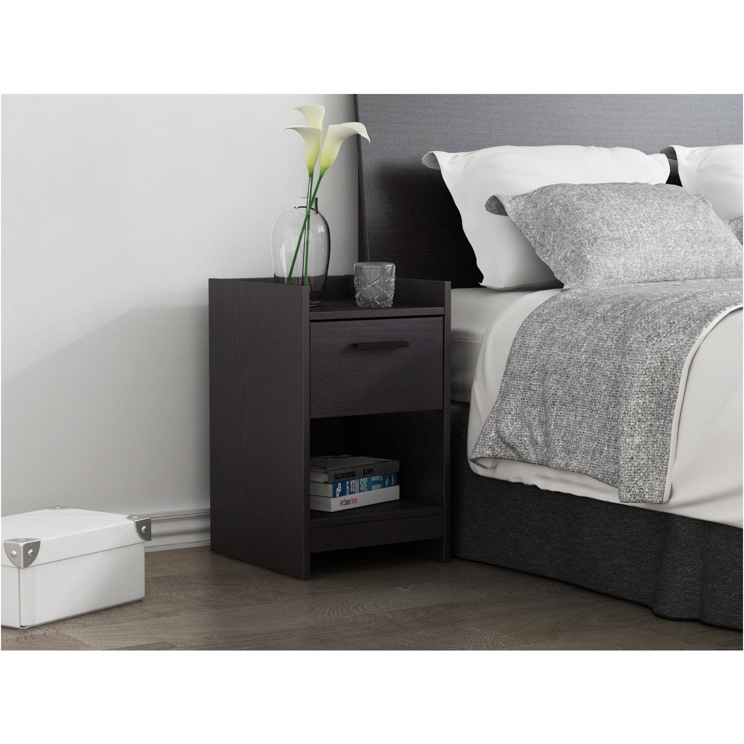 Homestar Central Park 1 Drawer Nightstand Black