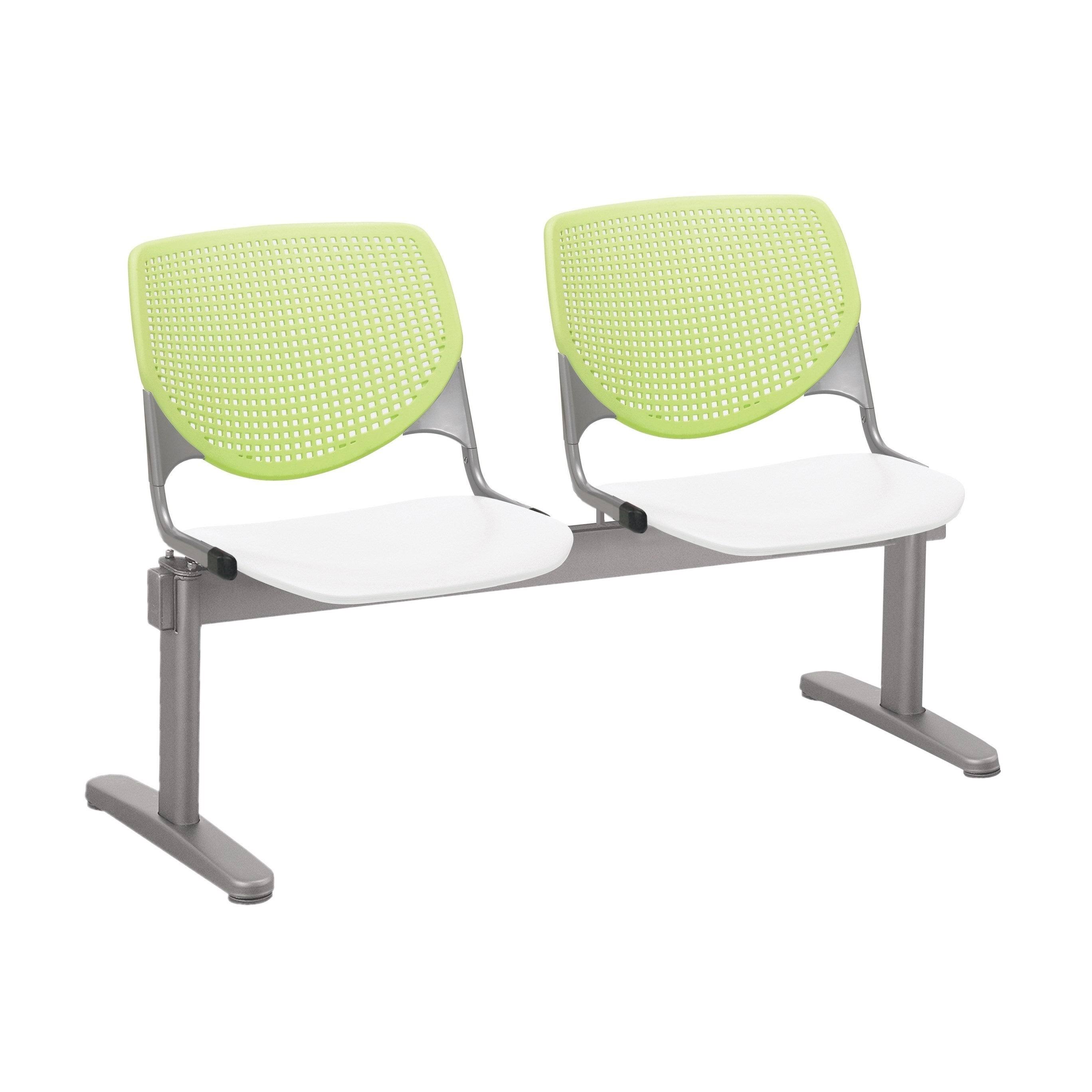 KFI Seating Kool 2 Seat Beam Seating, Lime Green BACK, White Seat