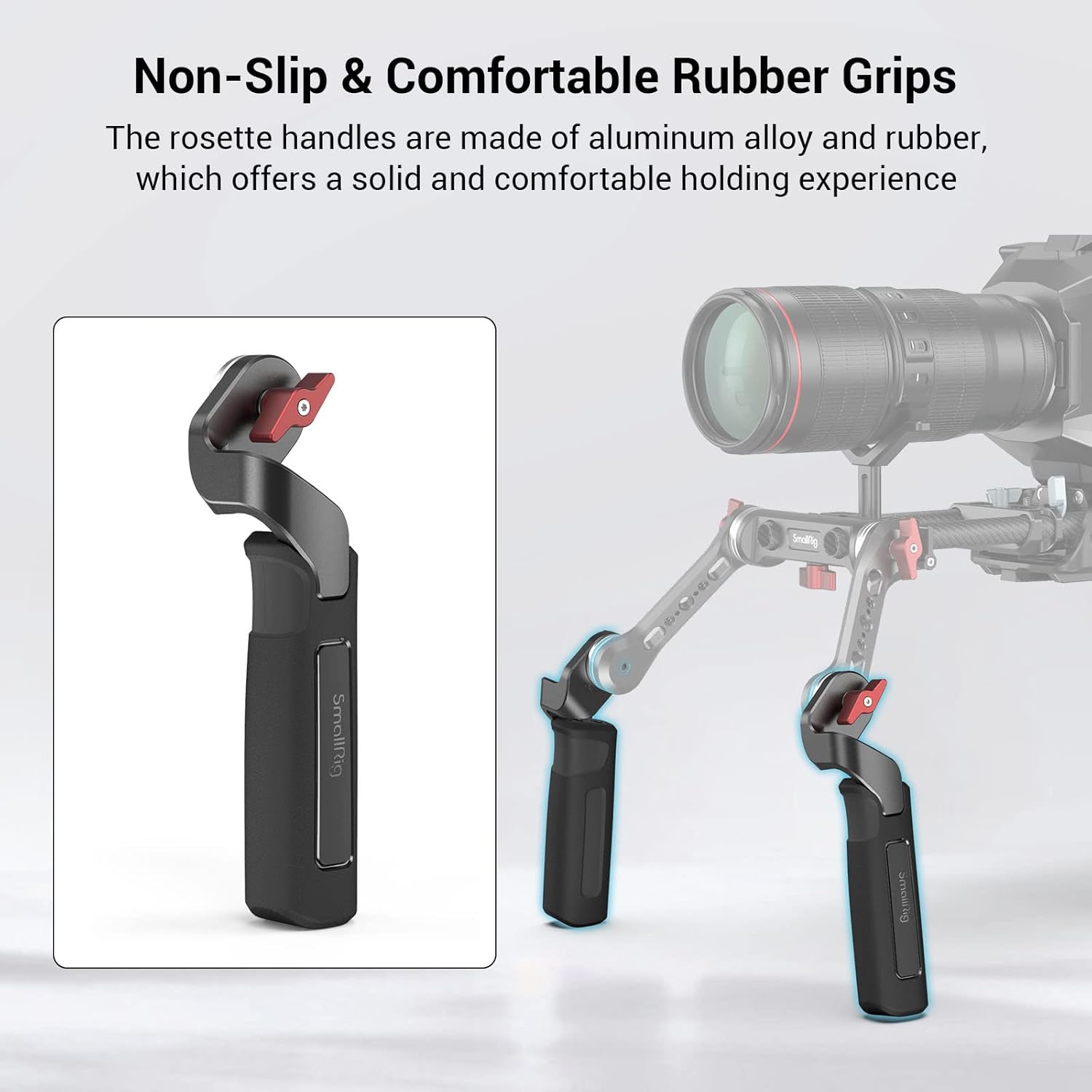 SmallRig Ergonomic Rubber Rosette Handles, with M6 Thread Mount, for DSLR Camera Shoulder Rig Support, Pack of 2 - 2784