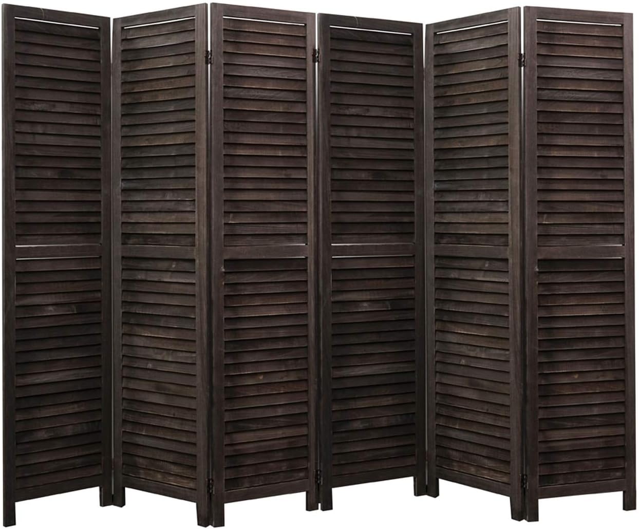 Legacy Decor 6 Panel Room Divider Full Length Wood Shutters Louver Wash White