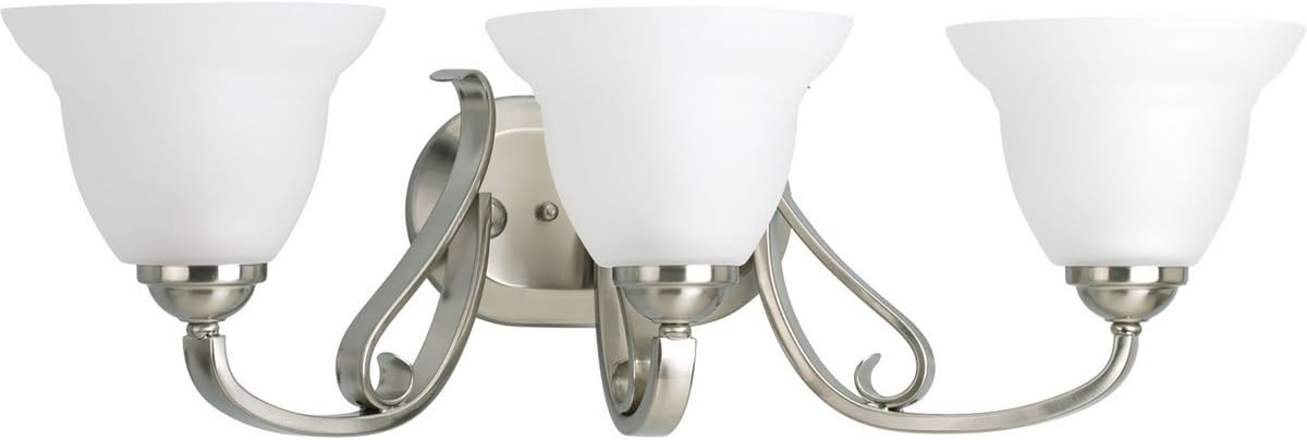 Progress Lighting P2883-09 Transitional Four Bath from Adorn Collection in Pewter, Silver Finish Lighting Accessory, 25-Inch Width x 7-5/8-Inch Height, Brushed Nickel