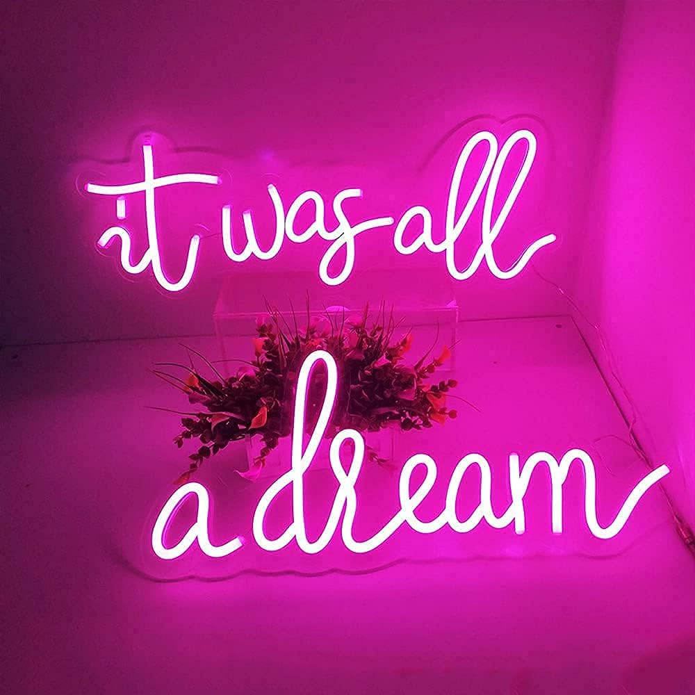 It was All a Dream Neon Signs Pink for Wall Decor, Bedroom with Dimmable Switch, Feelings Flex Led Neon Light Sign for Bar, Background Wall, Bride Party Decoration 40inch by COLYSOR