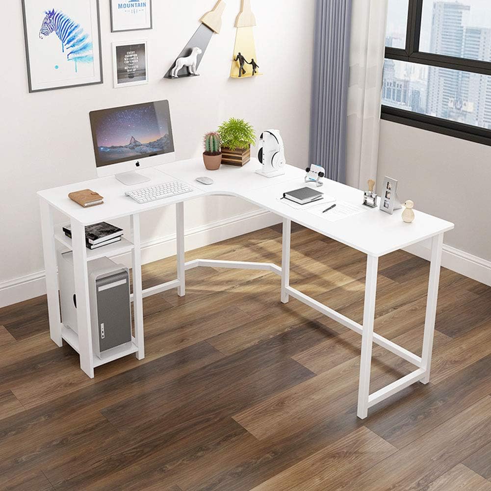 Desks, Desks for Home Working, Desktop Simplicity, L-Shaped Computer Desk Desktop Home Simple Corner Computer Desk, for Home Office, Space-Saving, Easy to Assemble, Industrial(Wood Color)