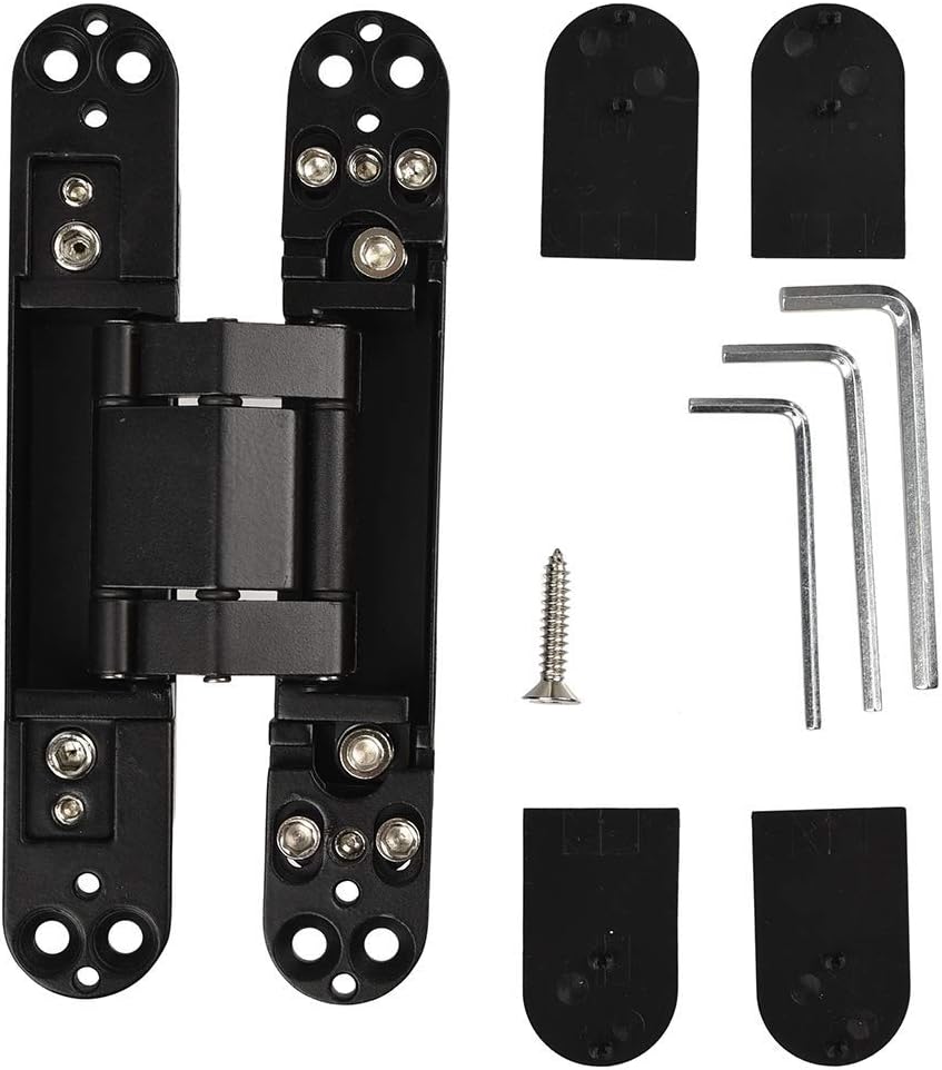 TamBee 7inch Hidden Door Hinges Invisible Hinges Concealed Hinges Zinc Alloy 180 Degree Swing Hinge 3 Way Adjustable Butt Hinge 7 x 2.8 x 1 inch Black (2 Hinges)