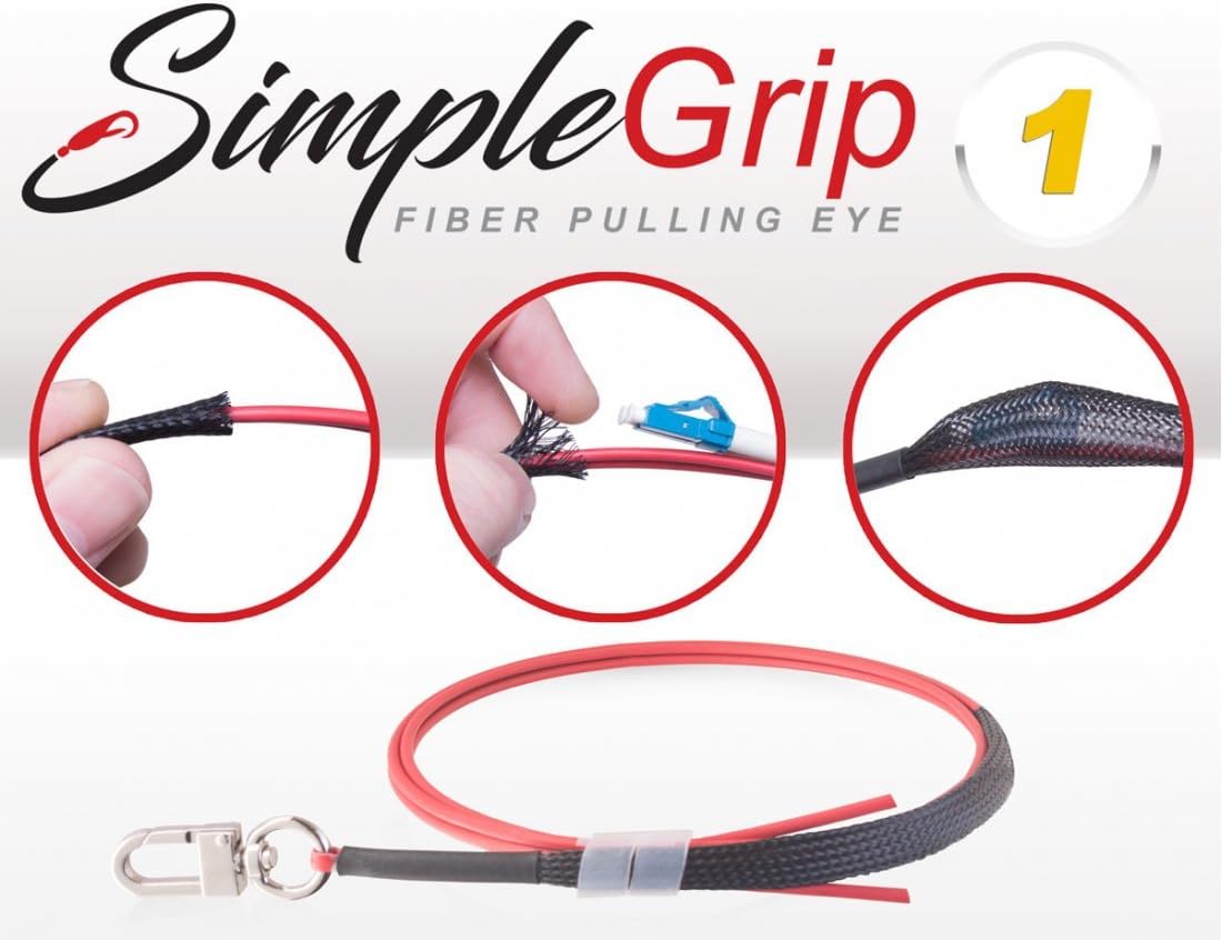 FiberCablesDirect - 24 Pack SimpleGrip Fiber Pulling Eye Hooks | Easy as 1 2 3 Fiber Cable Pull Eye with Swivel | Duplex/Simplex Fiber Cables