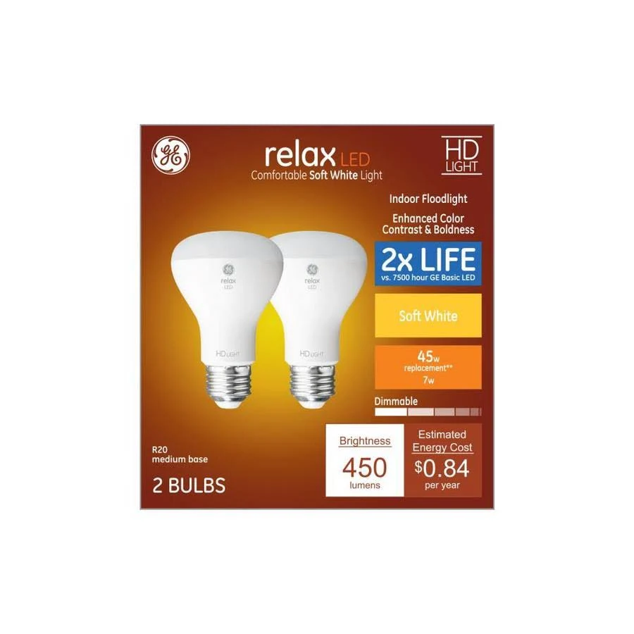 GE Relax 45-Watt EQ LED R20 Soft White Dimmable Flood Light Light Bulb (12-Pack) | 93128164