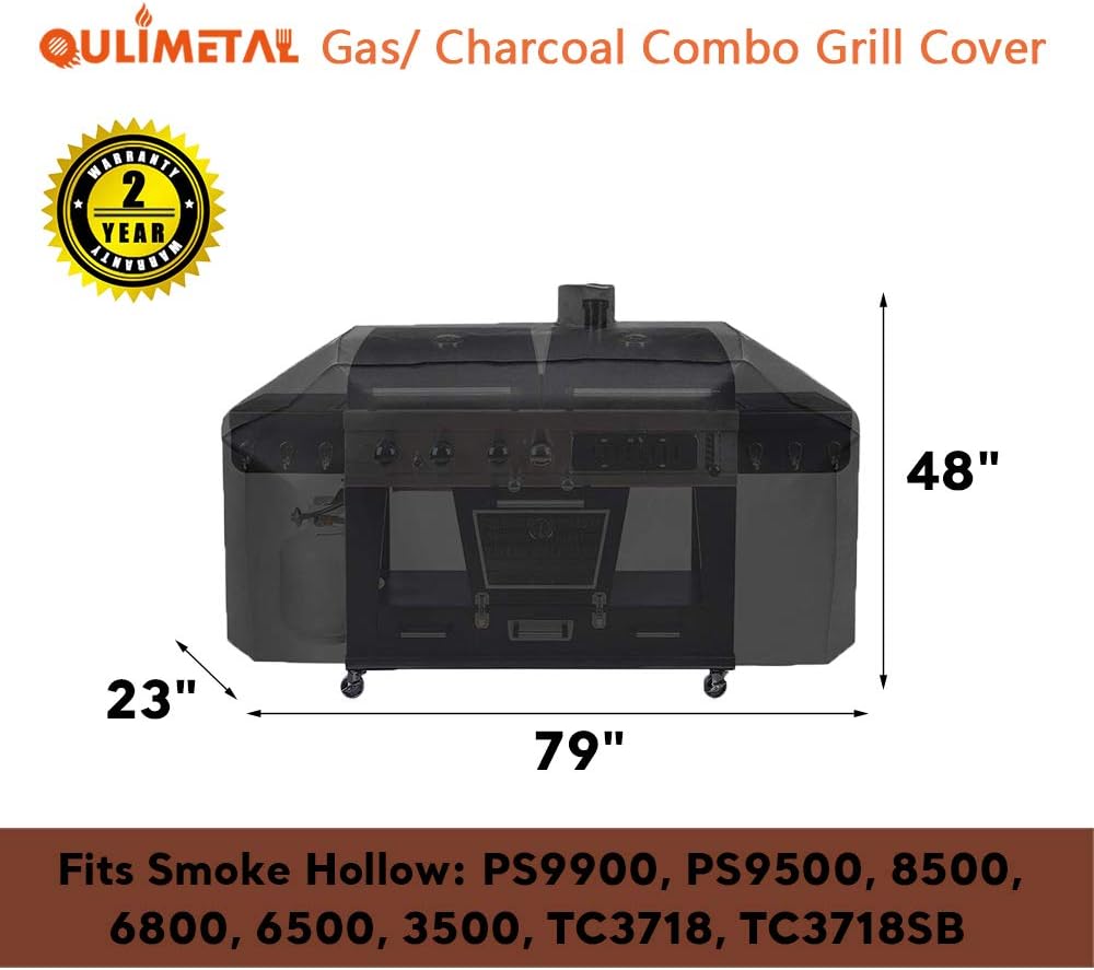 QuliMetal 1680D Grill Cover for Smoke Hollow 4 in 1 Combo Grill PS9900, Pit Boss Memphis Ultimate Grill, 79 inch BBQ Grill Cover, All Weather Protection Pack of 2