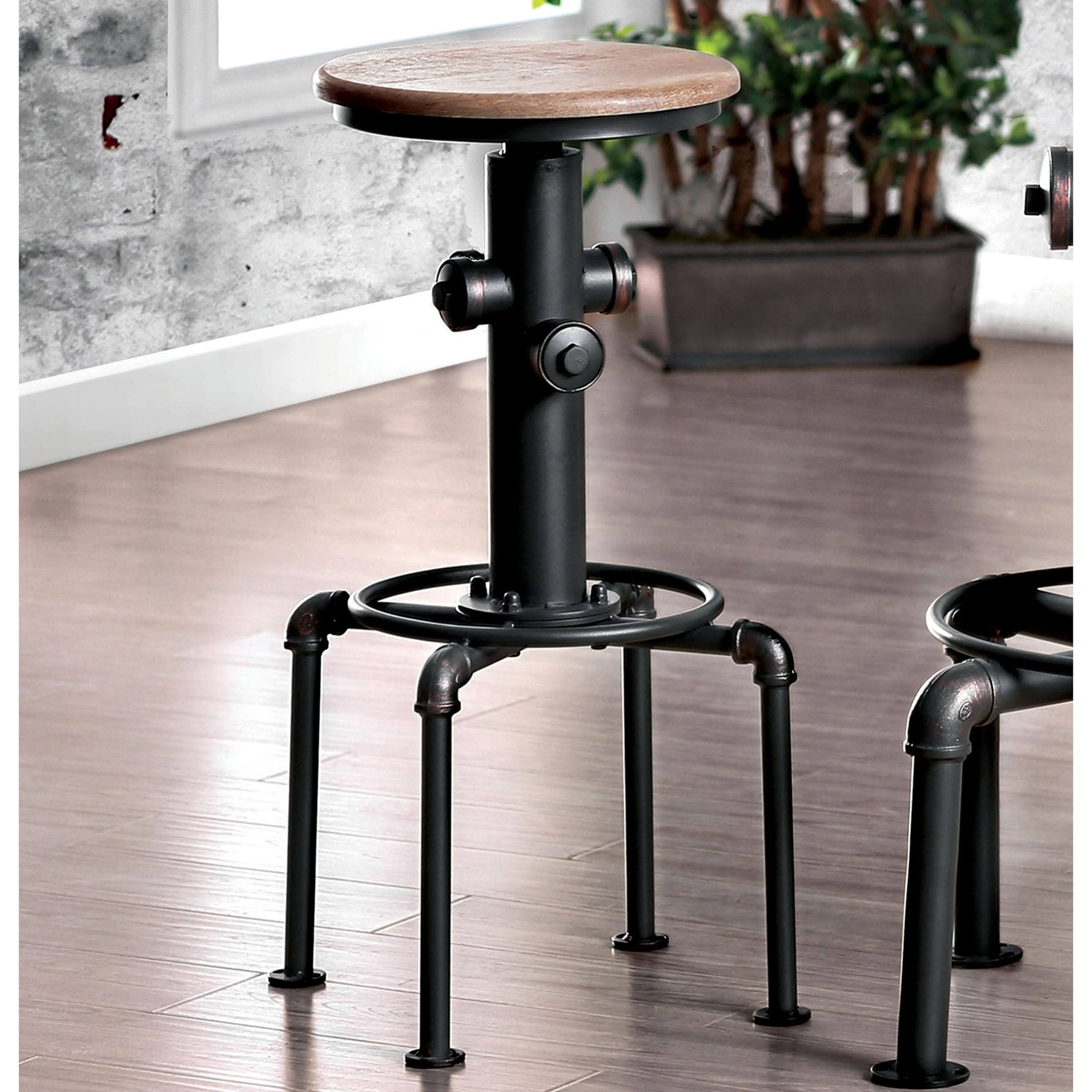 Furniture of America Protector Hydrant Inspired Metal Swivel Bar Stool (Set of 2) Antique Black