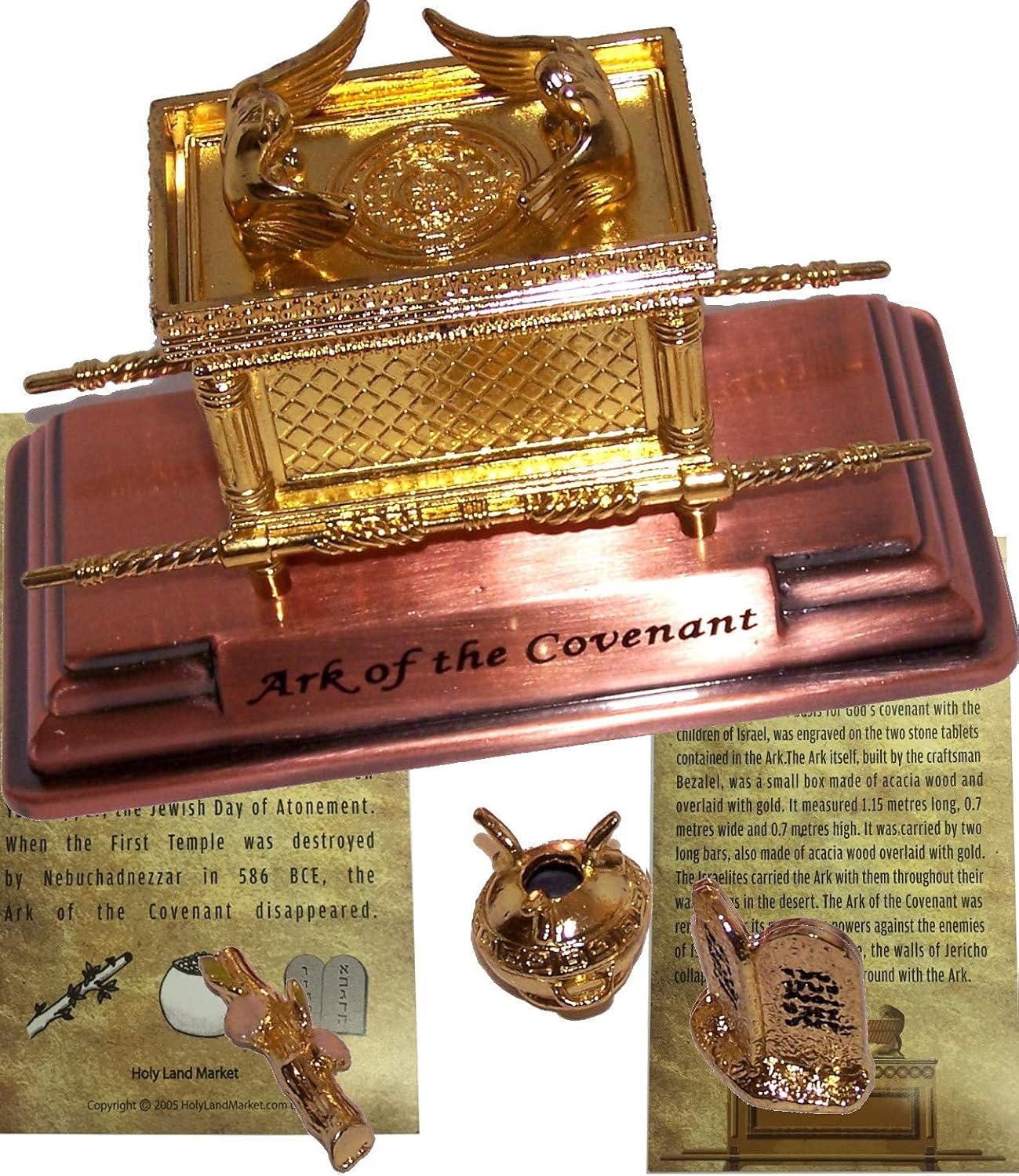 Holy Land Market The Ark of The Covenant Gold Plated (Medium, Ark and Contents) Pack of 2