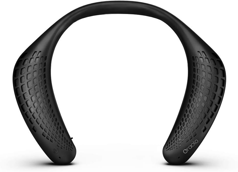 Oraolo Neckband Bluetooth Speakers, Wireless Wearable Speaker True 3D Stereo Sound, Portable Personal Body Speakers with 24H Playtime, Waterproof Neck Speaker Built-in Mic, Comfortable Design, Black