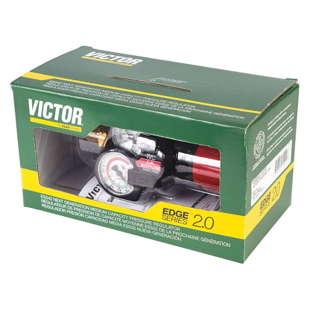 Victor Acetylene, GAS Regulator, CGA-300, Single Stage, Brass, 2 to 15 PSI 0781-3629