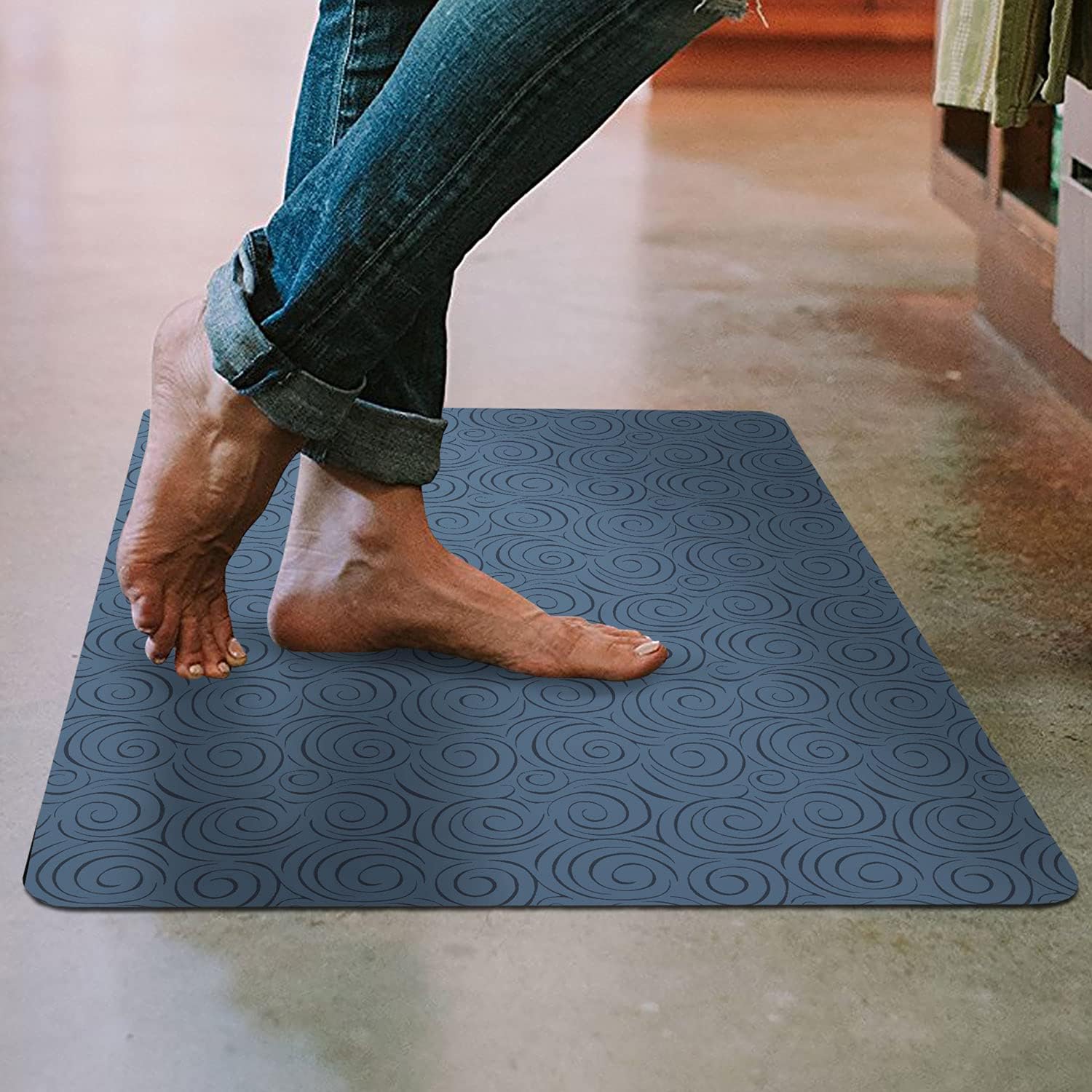 Shape28 Floor Mat Ultra-Thin Kitchen Rug with Non Slip Rubber Backing 35&rdquo;x23&rdquo; Grey Design 1S