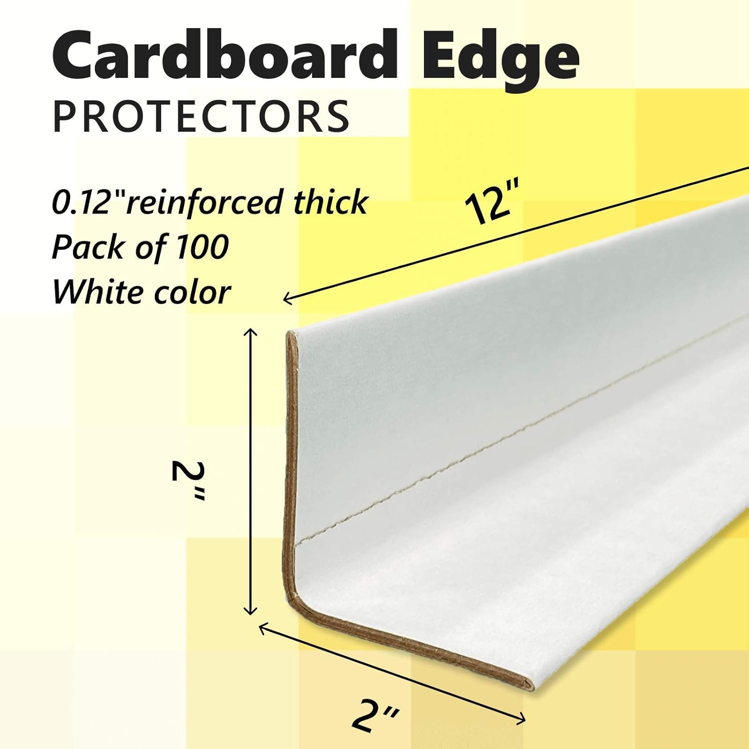 IDL Packaging Cardboard Edge Protector 2” x 2” x 12”, Pack of 100 – V-Board Reinforced Cardboard Corners for Shipping – White Kraft Corner Protectors for Pallets – Recyclable and Eco-Friendly Material Pack of 2