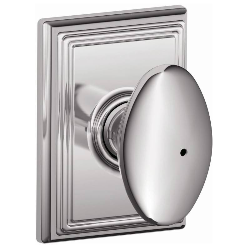 Schlage F40-SIE-ADD Siena Privacy Door Knob Set with Decorative Addison Trim Polished Chrome