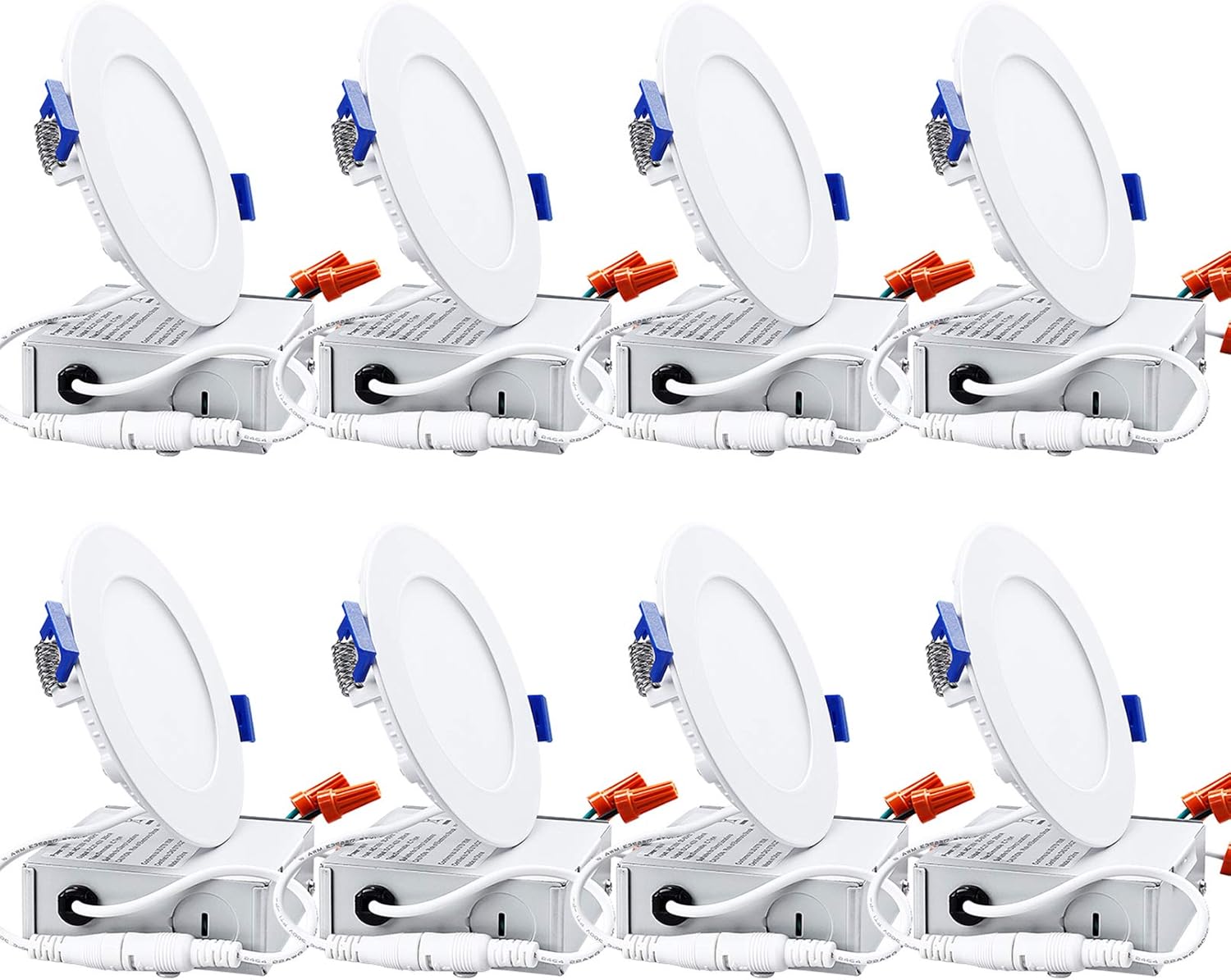 TORCHSTAR Basic Series 8-Pack 10W 4 Inch LED Recessed Lighting with Junction Box, 5000K Daylight, 5%-100% Dimmable, ETL and Energy Star Certified