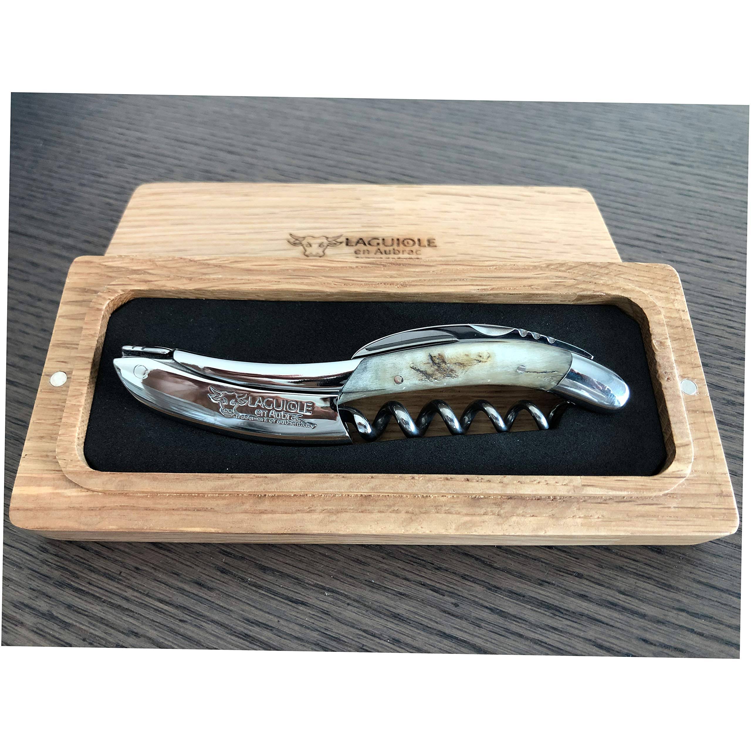 Laguiole en Aubrac Sommelier Waiter&s Corkscrew with Croute De Belier Ram Crust Handle
