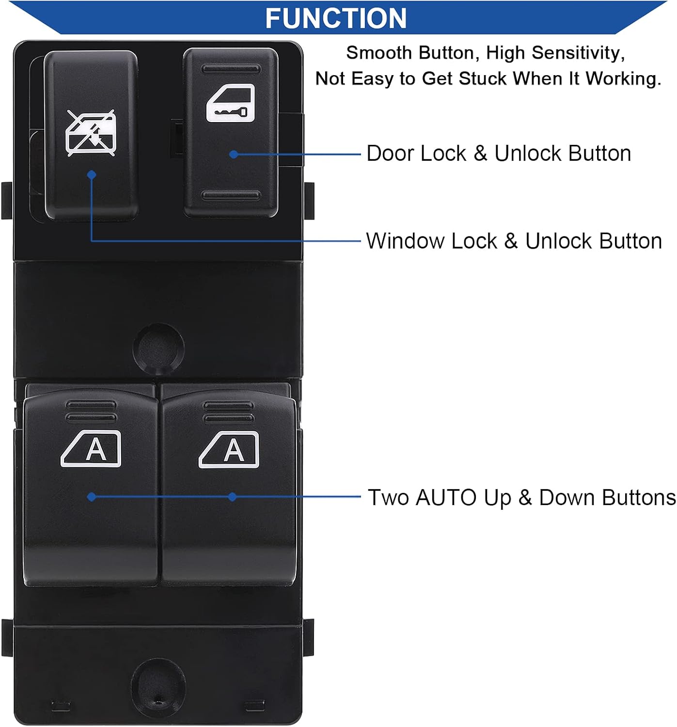 Obaee Master Power Window Switch Compatible with 2008-2013 Altima / 2003-2008 Nissan 350Z / Quest/Titan / NV200 / Coupe (2 Door), Replaces 25401CD02A 25401CD02D
