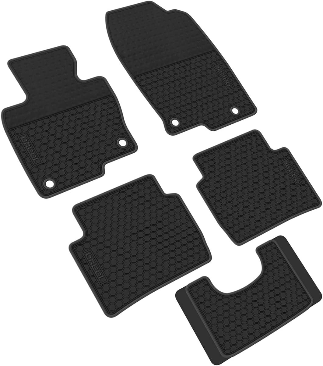 iallauto All Weather Floor Liners Custom Fit Mazda CX-5 CX5 2017 2018 2019 Heavy Duty Rubber Car Mats Vehicle Carpet Odorless-Black Red Pack of 2