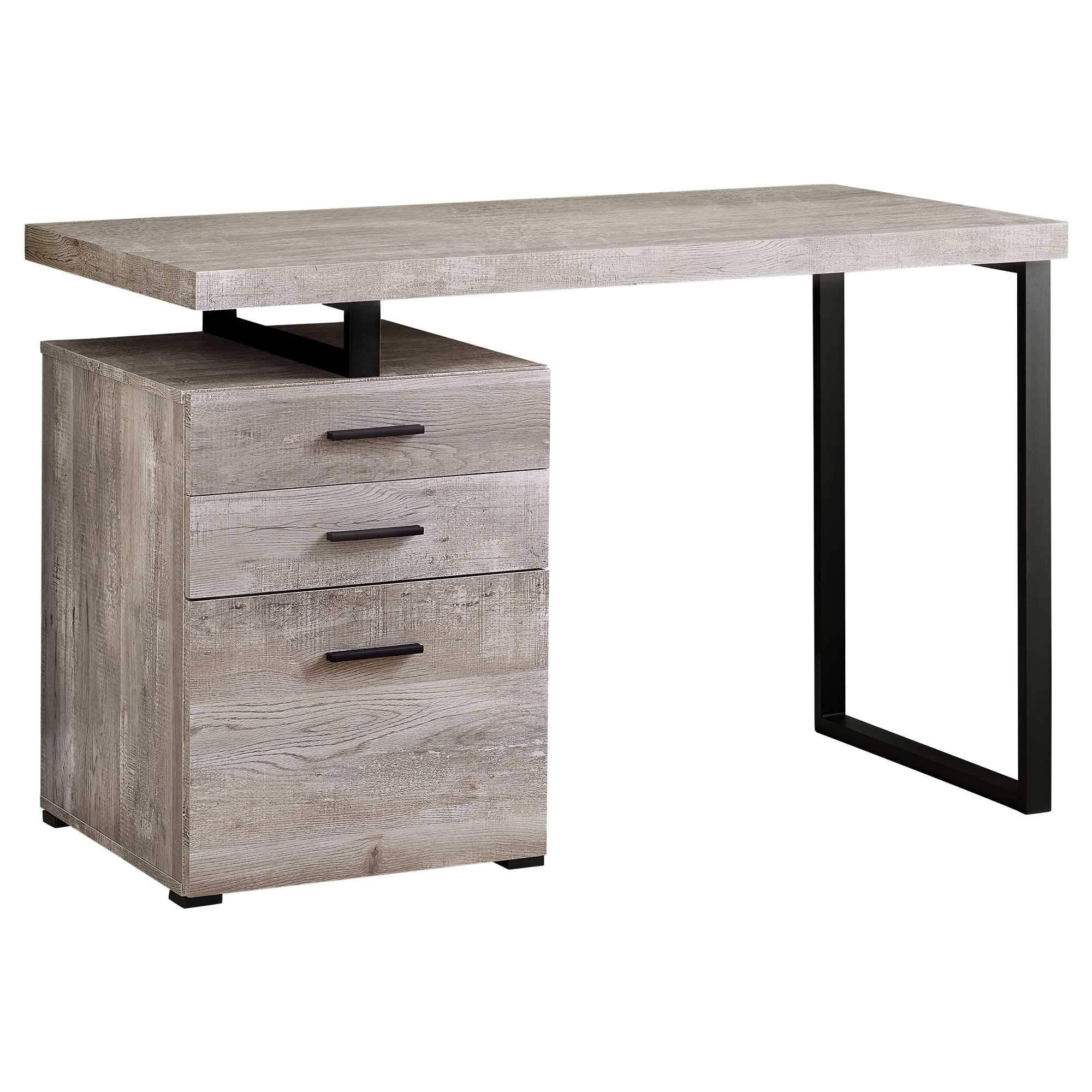 23.75x22 x 47.25x22 x 30x22 Taupe Black Particle Board Hollow Core Metal Computer Desk