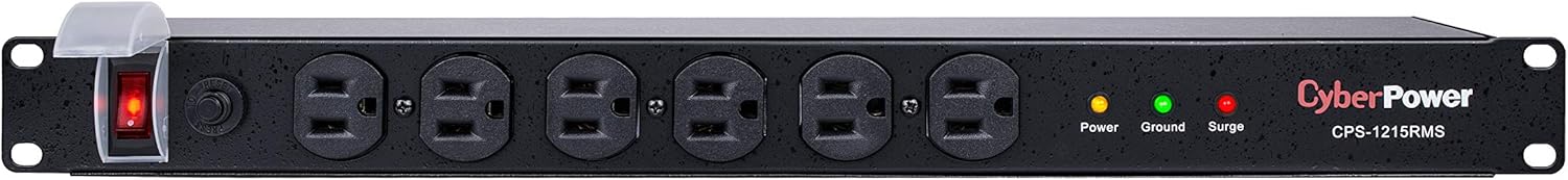 CyberPower CPS1215RMS Basic PDU, 120V/15A, 12 Outlets, 15ft Power Cord, 1U Rackmount Pack of 2
