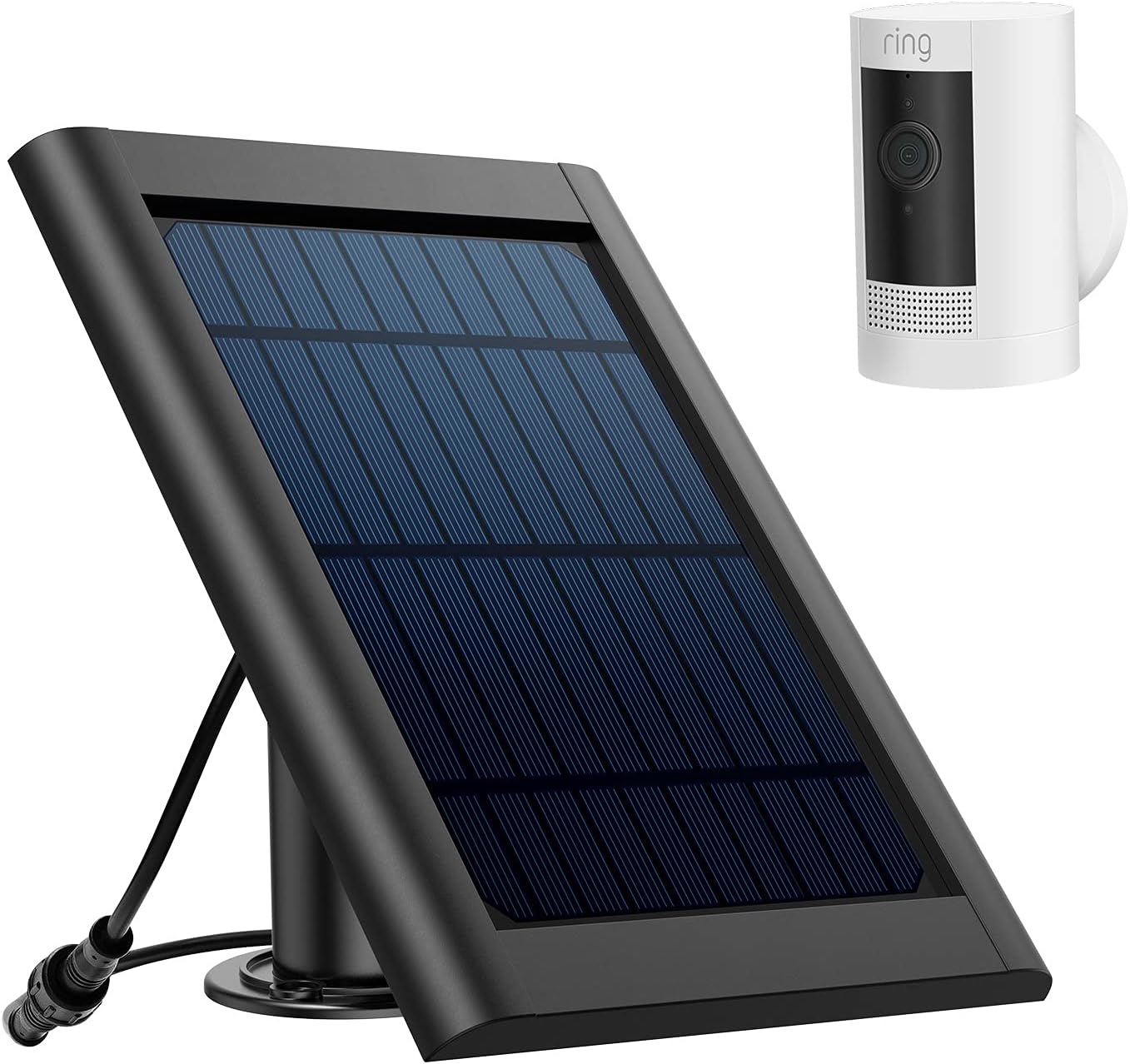 Ayotu Solar Panel for Stick Up Cam Battery/Plug-in 3rd Gen/2nd Gen & Spotlight Cam Battery,Continuous Charging,Weatherproof with Wall Mount,3.8M/12ft((No Include Camera),Black Pack of 2