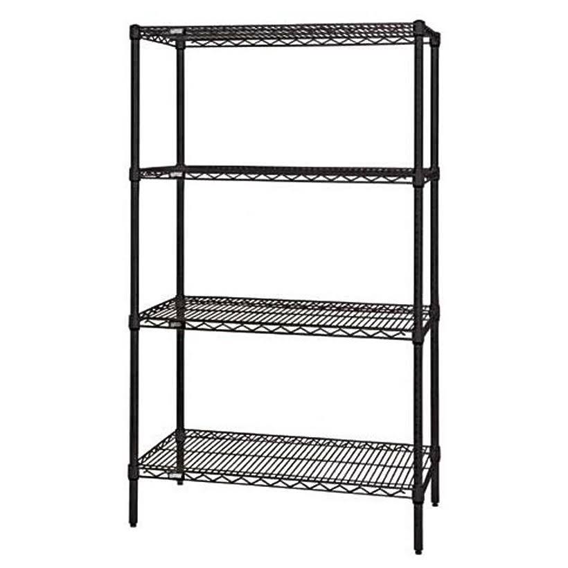 Quantum Wire Shelving 4-Shelf Starter Unit, 18 inchWx 24 inchLx 63 inchh - Black