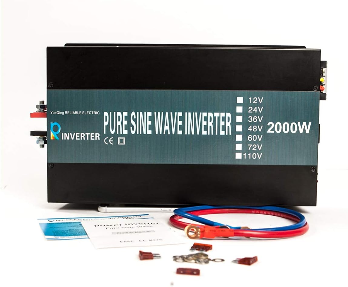 WZRELB 2000W 24V 120V Pure Sine Wave Solar Power Inverter with Remote Control Switch,Black,RBP200024VCRT