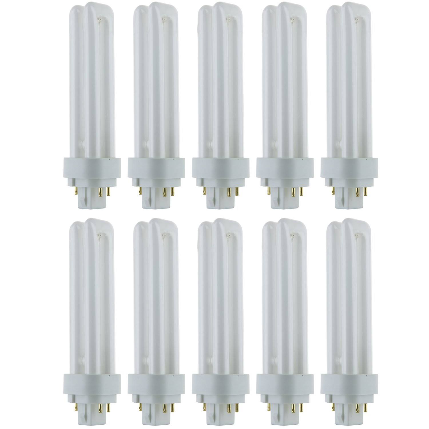 10 Pack Sunlite 18 Watt PLD 4-Pin Double U-Shaped Twin TUBE, G24q-2 Base, Cool White