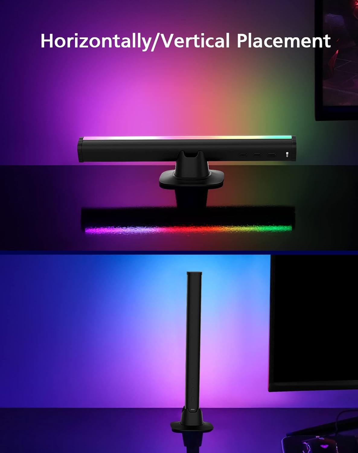 Smart LED Light Bars, Gaming Room Decor Ambiance Backlights, Aluminum Alloy RGB Light Bar, Flow Light Bar Gaming Lights with Music Sync, Bluetooth APP Control Pack of 2