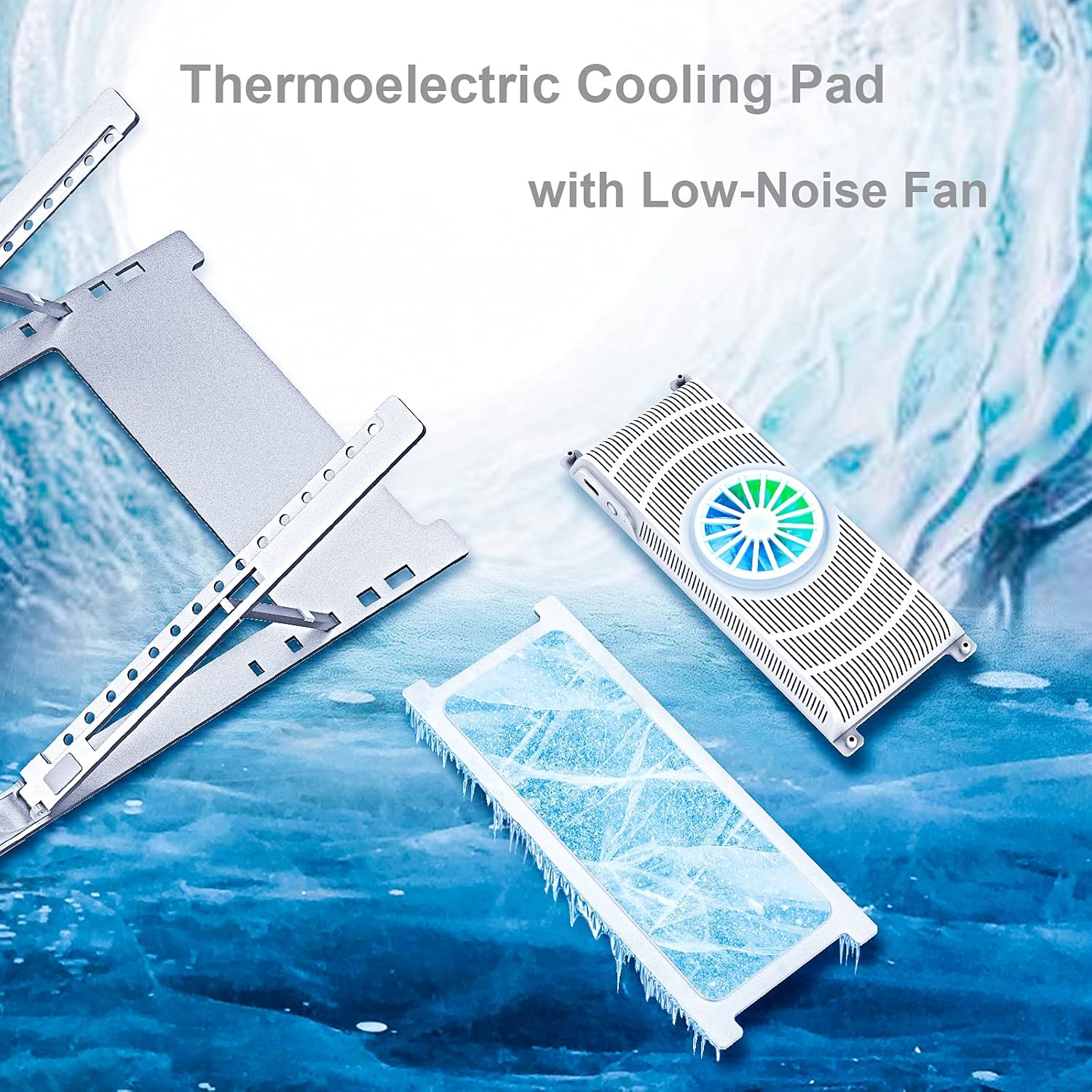 TEC Laptop Cooling Pad Cooler Stand, Laptop Cooling Pads & External Fans , Thermoelectric(TEC) Laptop Cooler Stand, Ergonomic Notebook Stand Support Up to 16” Tablet Laptop, Aluminum Pack of 2