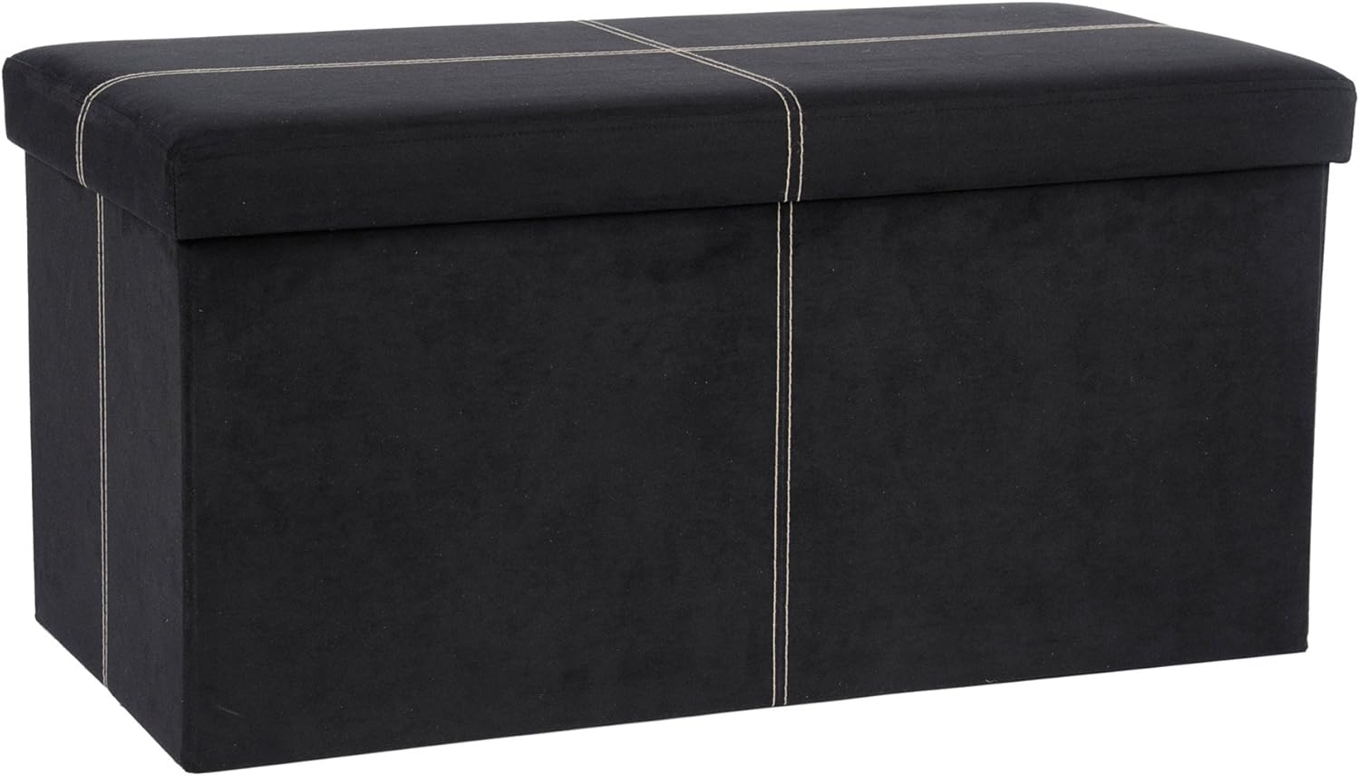 Fresh Home Elements FHE 30” Folding Ottoman Bench, 30 x 15 x 15, Brown Microsuede Fabric Easy Transformation for Extra Storage, Seating, and Foot Rest, Family, Guests Pack of 2