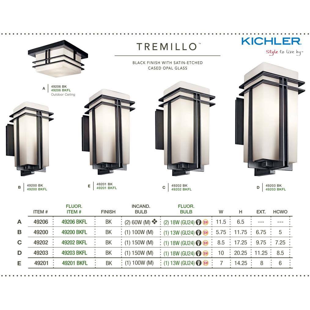 Kichler 49206BK Tremillo Outdoor Flush Mount Light Black