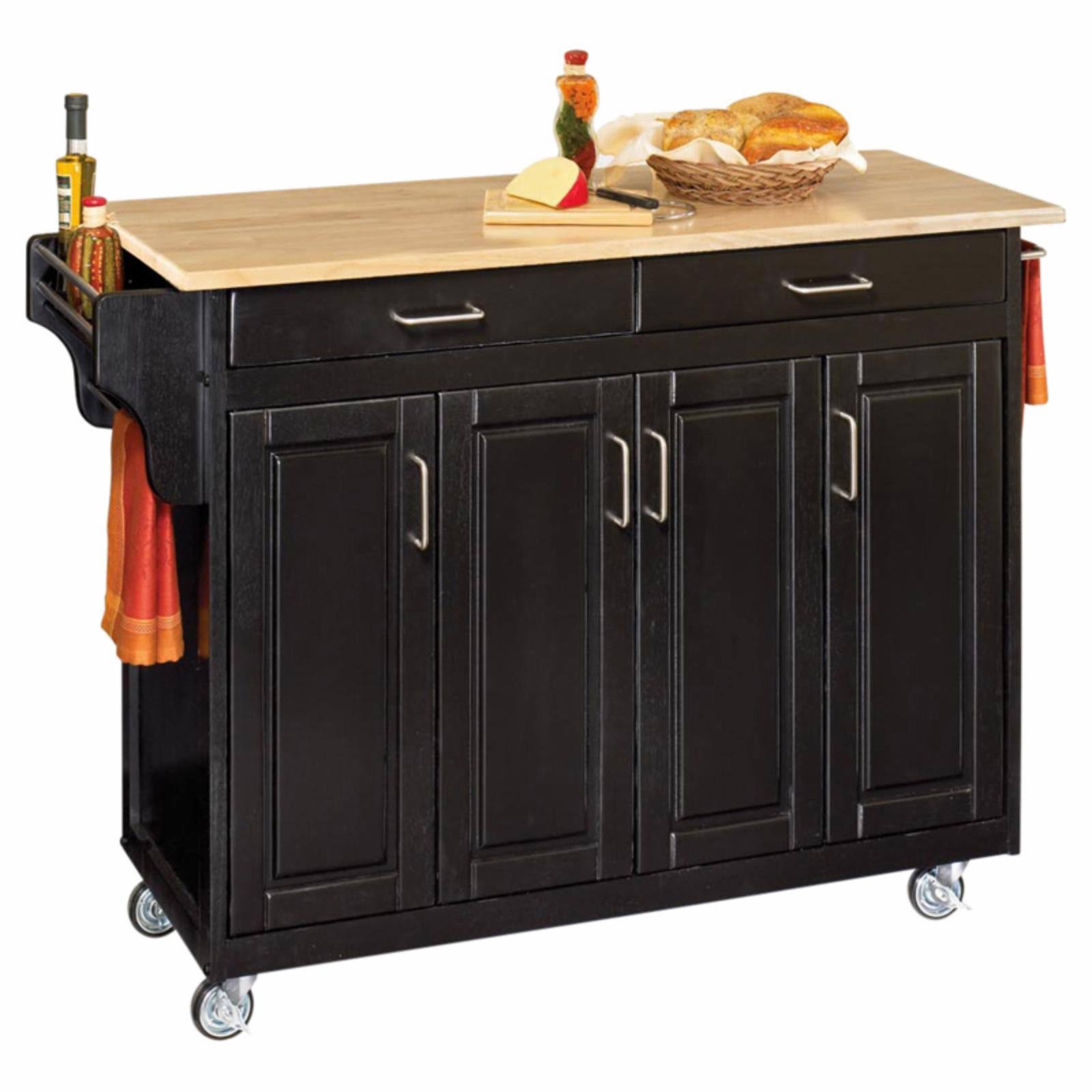 Home Styles Black Finish with Cherry Top Create-a-Cart