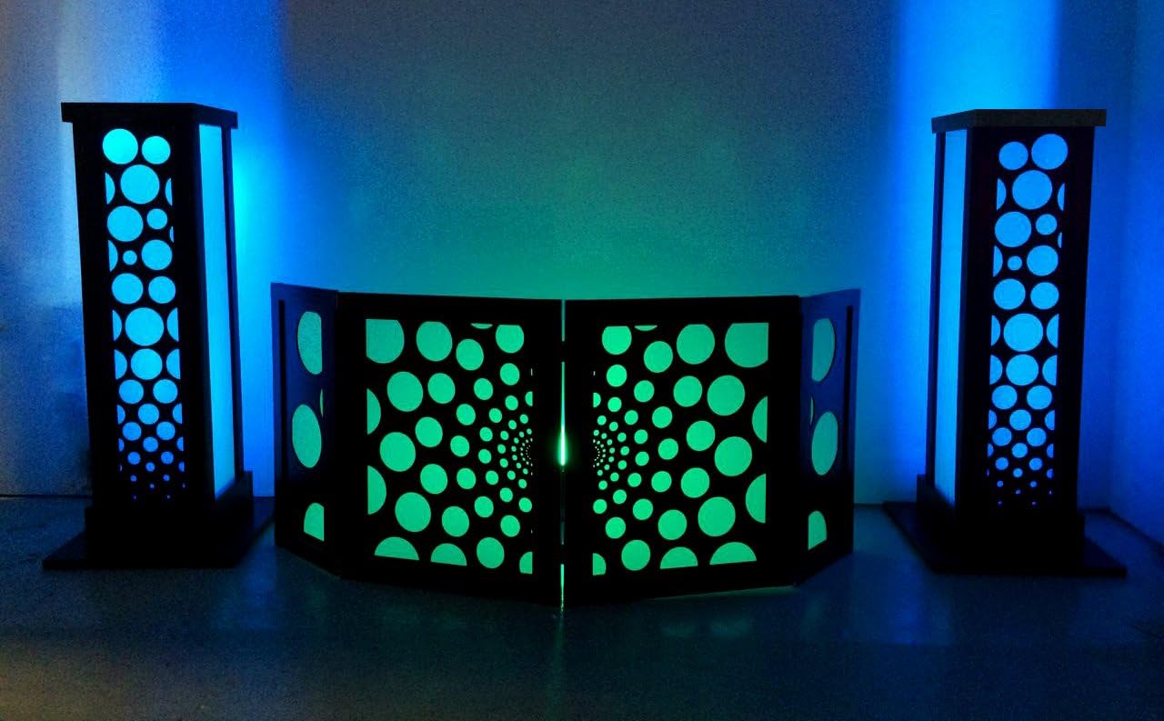 DJ Facade / DJ Booth by Dragon Frontboards: Blast 4 Panel / Black Frame