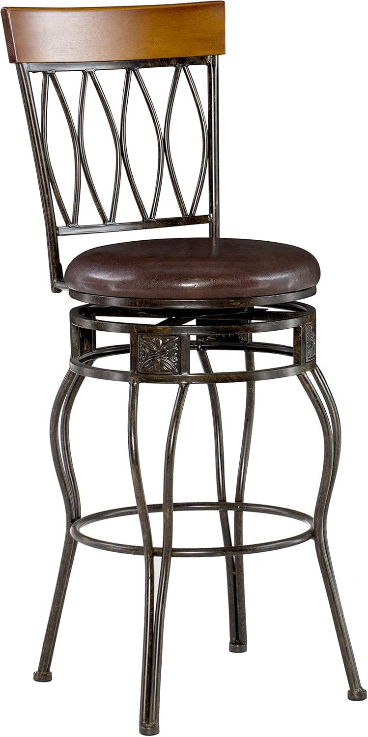Linon Matte Bronze Finish Four Oval Back Swivel Seat Bar Stool, 21