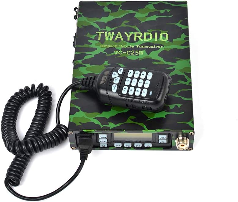 TWAYRDIO Dual Band VHF UHF Back Pack Mobile Transceiver Built-in 12000mAh Battery Dual PTT MIC Portable Ham Amateur Radio with Software, Programming Cable, Mobile Antenna and SO239 to PL259 Adapter