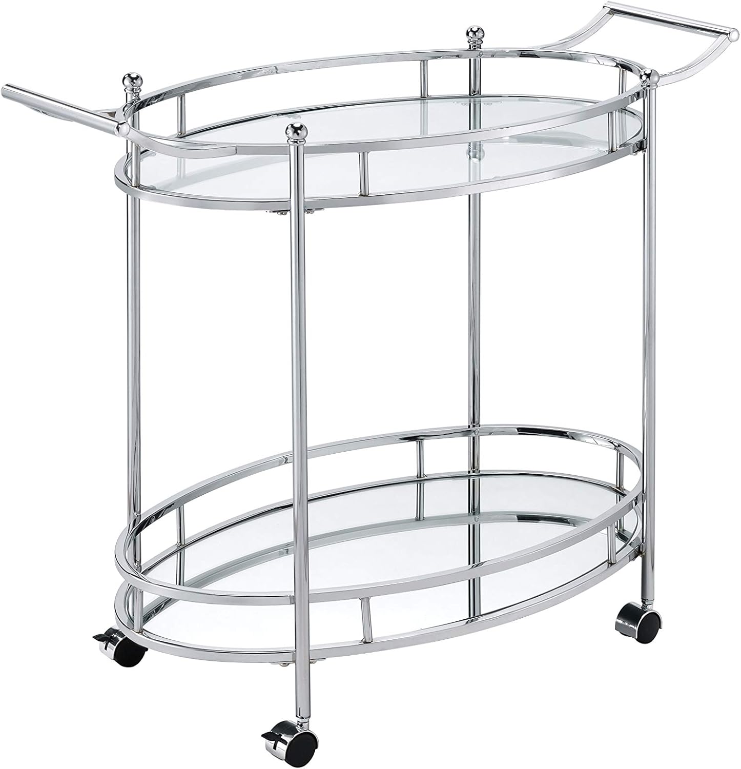 Acme Furniture Jinx Serving Cart, Clear Glass & Chrome Finish