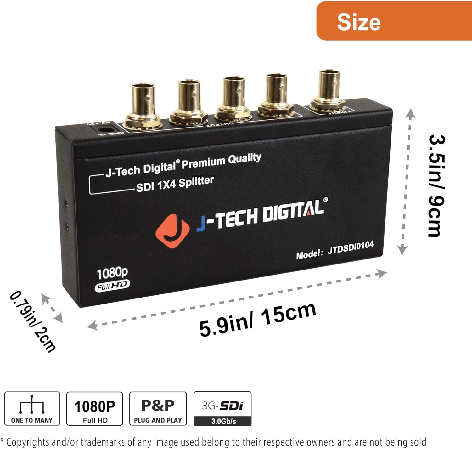 J-Tech Digital Premium Quality SDI Splitter 1x4 Supports SD-SDI, HD-SDI, 3G-SDI up to 1320 Ft (1 Input and 4 outputs) Pack of 2