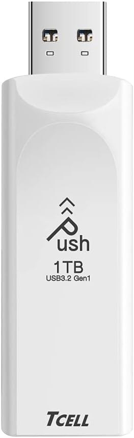 TCELL Push 512GB USB 3.2 Gen1(3.1/3.0) USB Flash Drive Read Speed up to 100MB/s, Retractable Memory Stick Thumb Drive with LED Indicator, White Pack of 2