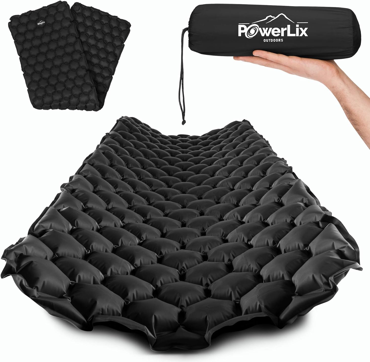 Powerlix Sleeping Pad &ndash; Self-Inflating Foam Pad Insulated 3inches Ultrathick Mattress for Camping, Backpacking, Hiking - Ultralight Camping Mat for A Tent, Built in Pillow- Fits in A Carry Bag