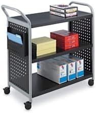 Safco Products 5339BL Scoot Steel Utility Cart, 3 Shelf, Silver/Black
